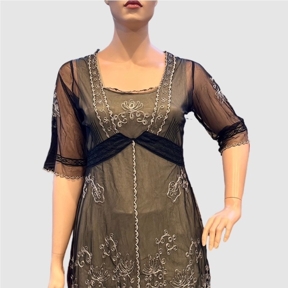 Nataya #2101 “Victorian Lux Lace” Titanic Tea Dress Size 1X Black & Taupe NWOT! - Picture 7 of 16